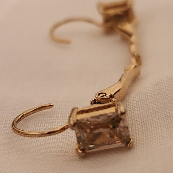 Pink Emerald Cut Hinged Earrings - Picture 4 of 11